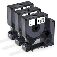 3x Huismerke tapecassette voor dymo d1 43613 s0720780 wit 6mm x 7m voor labelmanager 100 120p 150